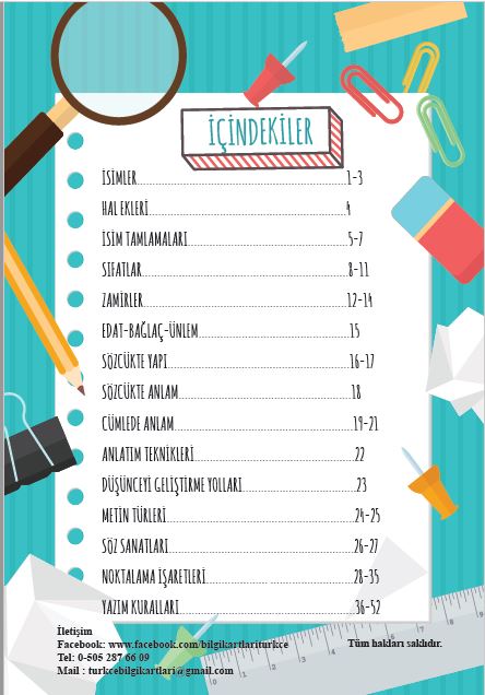 6. Sınıf Türkçe Bilgi Kartları